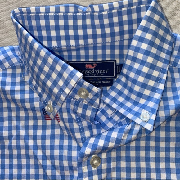 Vineyard Vines Blue and Red Gingham Shirt - Picture 5 of 9